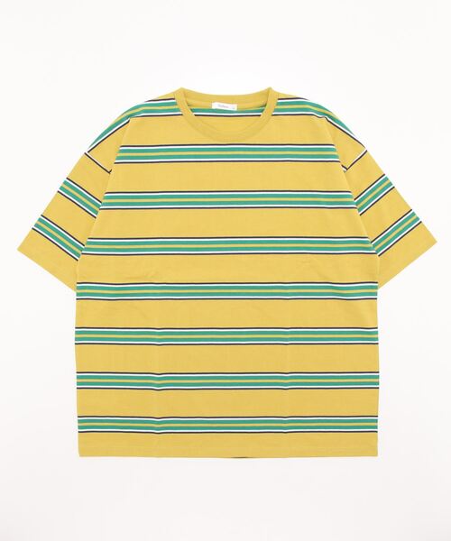 STYLEBLOCK(スタイルブロック)の「スーパービッグ半袖ボーダーTシャツ(Tシャツ/カットソー・メンズ・ホワイト系その他2/グリーン/ブルー系その他/ホワイト/チャコール/ベージュ/ブラック系その他2/ブラック/ネイビー/マスタード/ホワイト系その他/グリーン系その他/ブラック系その他/オレンジ・L/M/LL)」の13枚目の写真