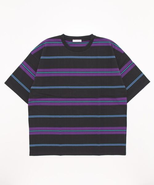 STYLEBLOCK(スタイルブロック)の「スーパービッグ半袖ボーダーTシャツ(Tシャツ/カットソー・メンズ・ホワイト系その他2/グリーン/ブルー系その他/ホワイト/チャコール/ベージュ/ブラック系その他2/ブラック/ネイビー/マスタード/ホワイト系その他/グリーン系その他/ブラック系その他/オレンジ・L/M/LL)」の5枚目の写真