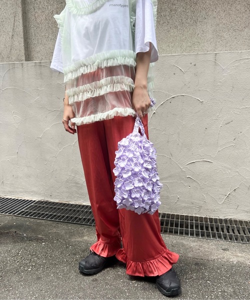 SANSeLF(サンセルフ)の「フラワードローバッグ【SANSeLF】sana22s005(トートバッグ・レディース・ブラック/カーキ/サックスブルー/ブルー/ライトベージュ/ライラック・FREE)」の6枚目の写真