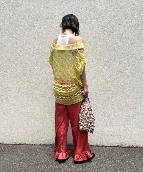 SANSeLF(サンセルフ)の「フラワードローバッグ【SANSeLF】sana22s005(トートバッグ・レディース・ブラック/カーキ/サックスブルー/ブルー/ライトベージュ/ライラック・FREE)」の17枚目の写真