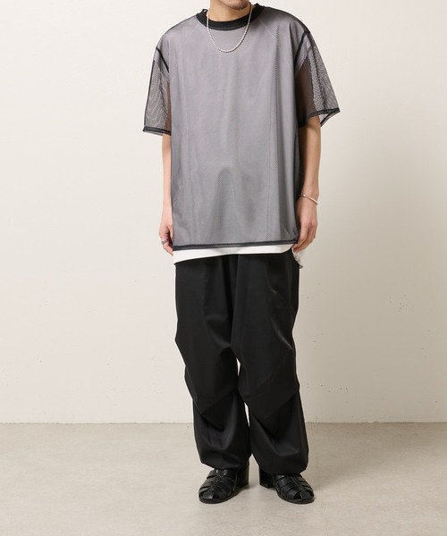 Lui's（ルイス）の「BIGメッシュTシャツ（Tシャツ/カットソー・メンズ・ブラック/グレー/オフホワイト・FREE）」の11枚目の写真