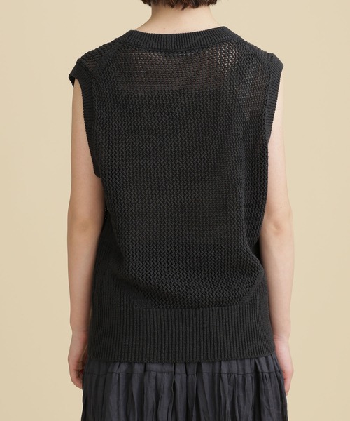 NANO universe（ナノユニバース）の「LB.04/コットンスラブテープヤーンニットベスト ノースリーブ（ベスト・レディース・オレンジ/オフホワイト/チャコール・FREE）」の10枚目の写真