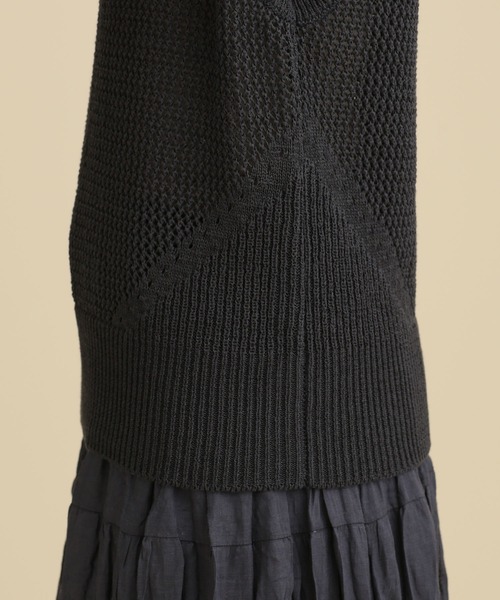 NANO universe（ナノユニバース）の「LB.04/コットンスラブテープヤーンニットベスト ノースリーブ（ベスト・レディース・オレンジ/オフホワイト/チャコール・FREE）」の11枚目の写真