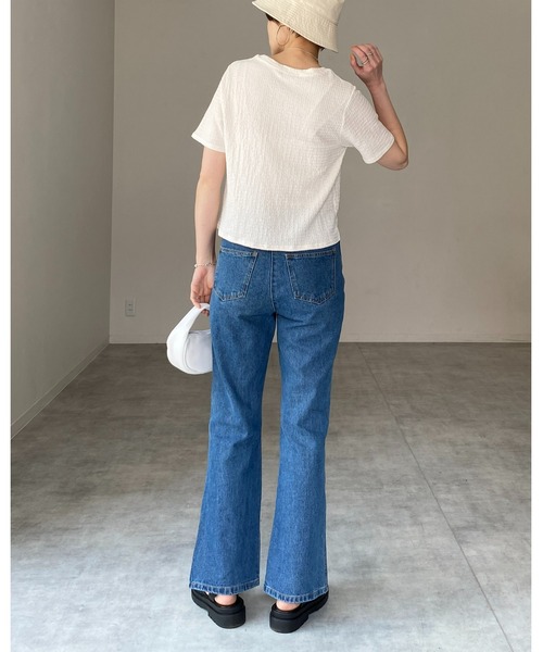She's Closet(シーズクローゼット)の「ふくれジャガードクルーネックコンパクト半袖プルオーバートップス(Tシャツ/カットソー・レディース・グリーン/ブラック/アイボリー・FREE)」の12枚目の写真