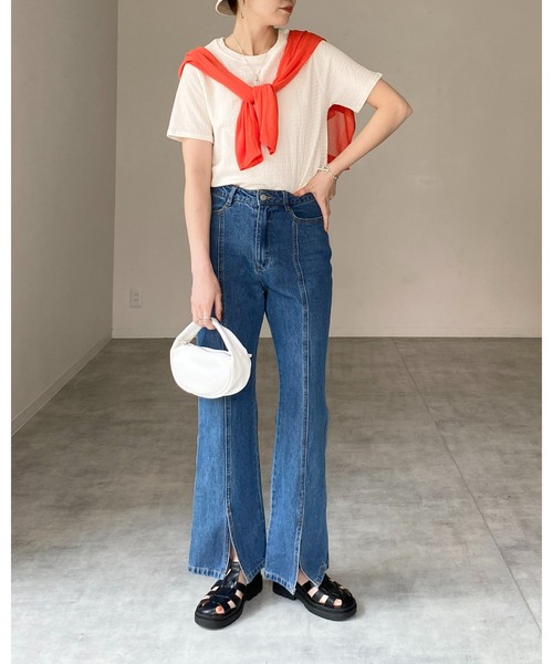 She's Closet(シーズクローゼット)の「ふくれジャガードクルーネックコンパクト半袖プルオーバートップス(Tシャツ/カットソー・レディース・グリーン/ブラック/アイボリー・FREE)」の16枚目の写真