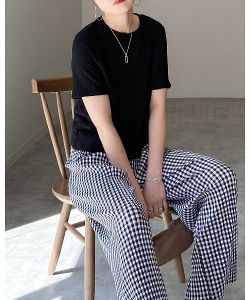 She's Closet(シーズクローゼット)の「ふくれジャガードクルーネックコンパクト半袖プルオーバートップス(Tシャツ/カットソー・レディース・グリーン/ブラック/アイボリー・FREE)」の18枚目の写真