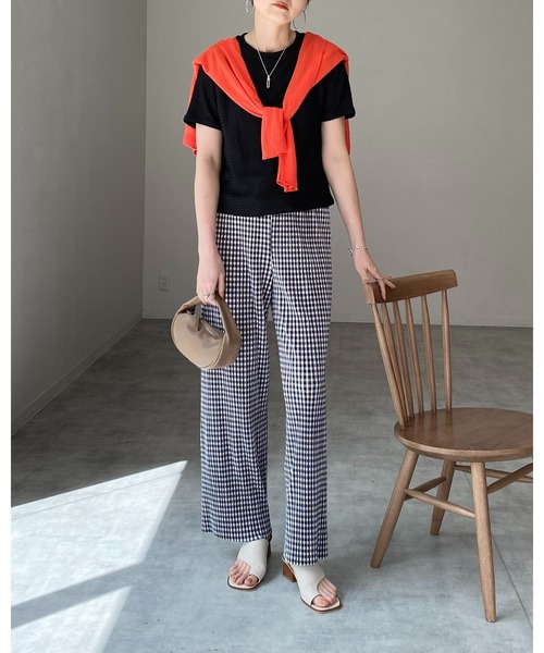 She's Closet(シーズクローゼット)の「ふくれジャガードクルーネックコンパクト半袖プルオーバートップス(Tシャツ/カットソー・レディース・グリーン/ブラック/アイボリー・FREE)」の20枚目の写真