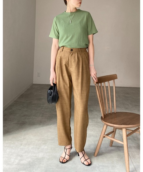 She's Closet(シーズクローゼット)の「ふくれジャガードクルーネックコンパクト半袖プルオーバートップス(Tシャツ/カットソー・レディース・グリーン/ブラック/アイボリー・FREE)」の22枚目の写真