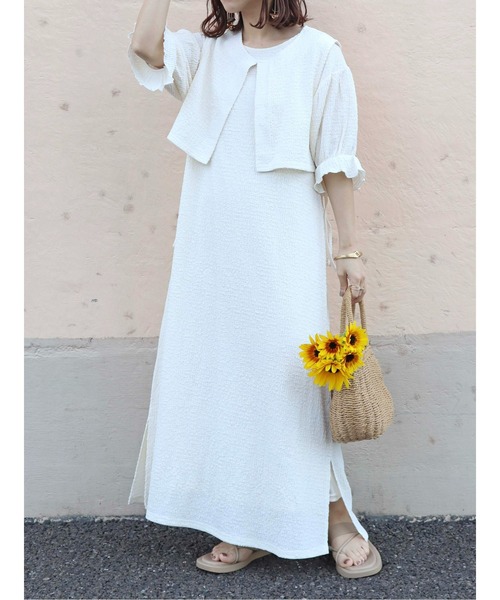 Amourire（アムリール）の「【yumiコラボ】【低身長向けサイズ有り】ベスト＋キャンディスリーブワンピースset（ワンピース・レディース・オフホワイト/モカ/ベージュ・S/M）」の10枚目の写真