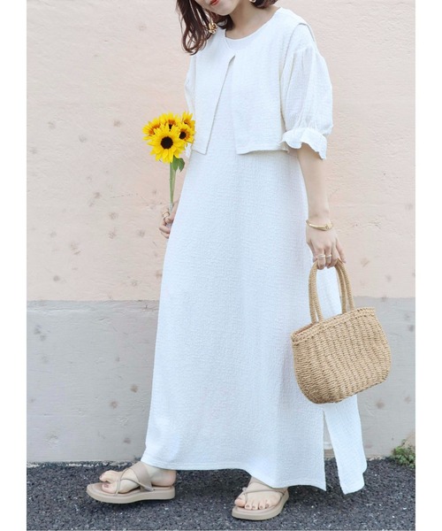 Amourire（アムリール）の「【yumiコラボ】【低身長向けサイズ有り】ベスト＋キャンディスリーブワンピースset（ワンピース・レディース・オフホワイト/モカ/ベージュ・S/M）」の13枚目の写真