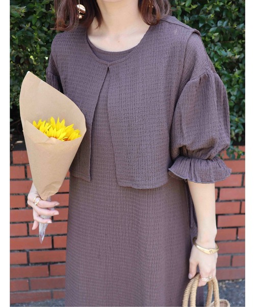 Amourire（アムリール）の「【yumiコラボ】【低身長向けサイズ有り】ベスト＋キャンディスリーブワンピースset（ワンピース・レディース・オフホワイト/モカ/ベージュ・S/M）」の14枚目の写真