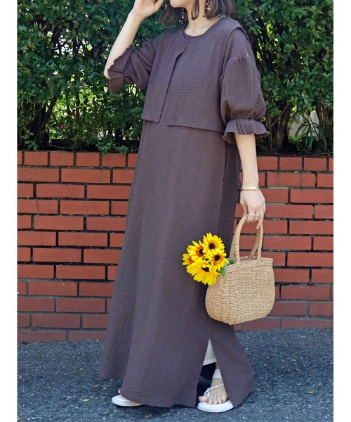 Amourire（アムリール）の「【yumiコラボ】【低身長向けサイズ有り】ベスト＋キャンディスリーブワンピースset（ワンピース・レディース・オフホワイト/モカ/ベージュ・S/M）」の9枚目の写真