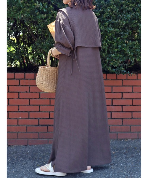 Amourire（アムリール）の「【yumiコラボ】【低身長向けサイズ有り】ベスト＋キャンディスリーブワンピースset（ワンピース・レディース・オフホワイト/モカ/ベージュ・S/M）」の11枚目の写真