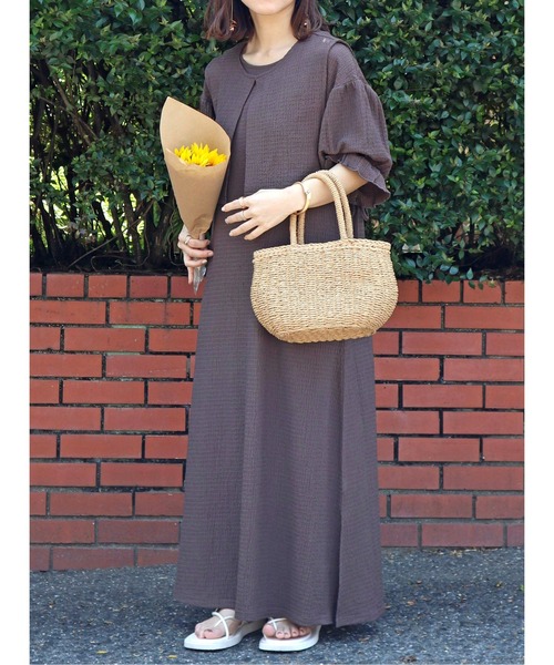 Amourire（アムリール）の「【yumiコラボ】【低身長向けサイズ有り】ベスト＋キャンディスリーブワンピースset（ワンピース・レディース・オフホワイト/モカ/ベージュ・S/M）」の5枚目の写真