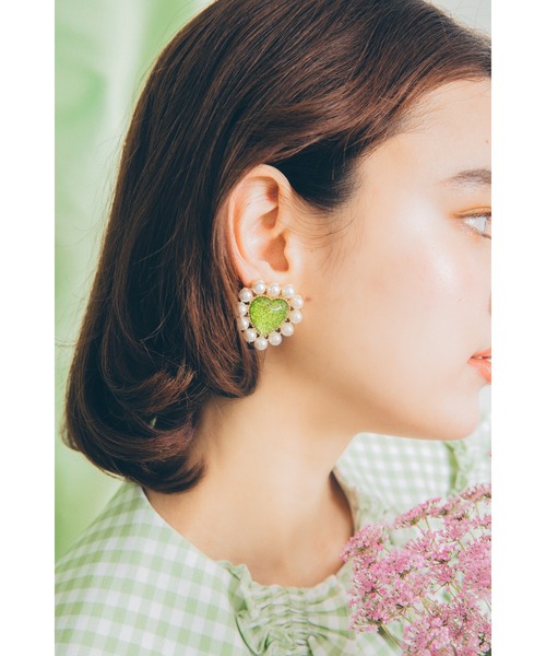 Candy Stripper（キャンディストリッパー）の「DEFORME HEART イヤリング（イヤリング・レディース・グリーン/ゴールド・FREE）」の2枚目の写真