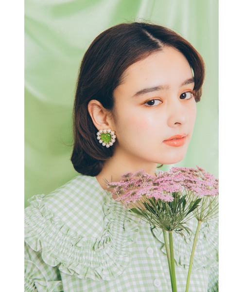 Candy Stripper（キャンディストリッパー）の「DEFORME HEART イヤリング（イヤリング・レディース・グリーン/ゴールド・FREE）」の4枚目の写真