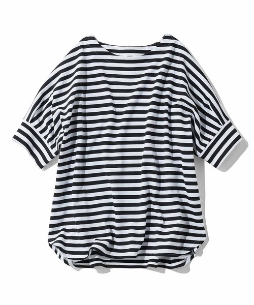 IEDIT(イディット)の「IEDIT 強撚天じく素材の大人の抜け感ボーダートップス(Tシャツ/カットソー・レディース・ホワイト×ブルー/ベージュ系その他/ブラック×ホワイト・LARGE/MEDIUM/X-LARGE/XX-LARGE)」の1枚目の写真
