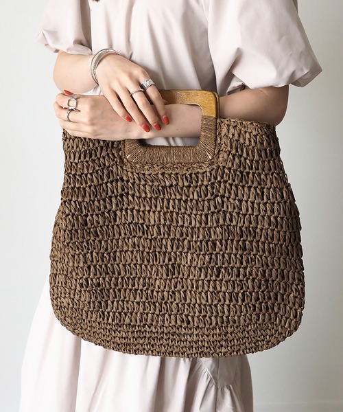 Riberry(リベリー)の「スクエアハンドルかごバッグ(かごバッグ・レディース・ブラウン/ダークブラウン/ベージュ・FREE)」の9枚目の写真