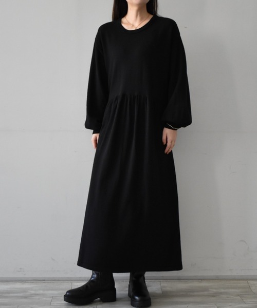 RANAN（ラナン）の「［アンチピリング］クルーネックニットフレアロングワンピース（ワンピース・レディース・ブラック/アイボリー/オレンジ系その他・LL/M/L）」の15枚目の写真