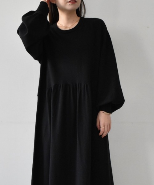 RANAN（ラナン）の「［アンチピリング］クルーネックニットフレアロングワンピース（ワンピース・レディース・ブラック/アイボリー/オレンジ系その他・LL/M/L）」の13枚目の写真