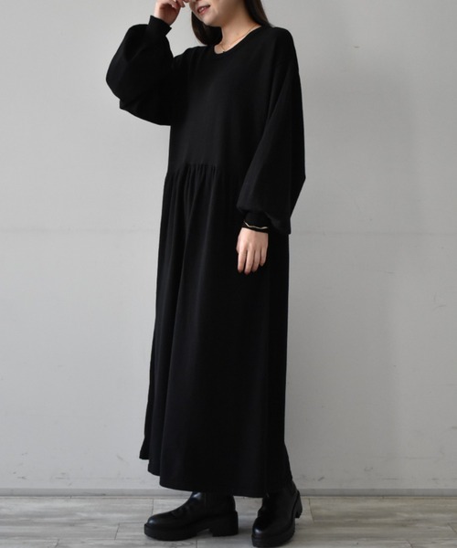 RANAN（ラナン）の「［アンチピリング］クルーネックニットフレアロングワンピース（ワンピース・レディース・ブラック/アイボリー/オレンジ系その他・LL/M/L）」の12枚目の写真