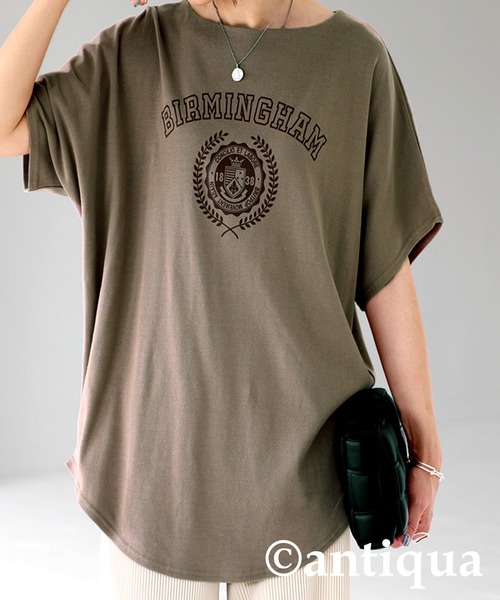 antiqua(アンティカ)の「即こなれる。カレッジプリントロゴT(Tシャツ/カットソー・レディース・ブラック/ベージュ/オフホワイト/カーキ/パープル系その他・FREE)」の3枚目の写真