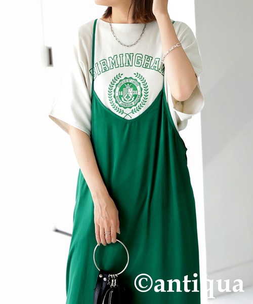 antiqua(アンティカ)の「即こなれる。カレッジプリントロゴT(Tシャツ/カットソー・レディース・ブラック/ベージュ/オフホワイト/カーキ/パープル系その他・FREE)」の6枚目の写真