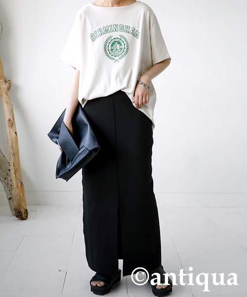 antiqua(アンティカ)の「即こなれる。カレッジプリントロゴT(Tシャツ/カットソー・レディース・ブラック/ベージュ/オフホワイト/カーキ/パープル系その他・FREE)」の9枚目の写真
