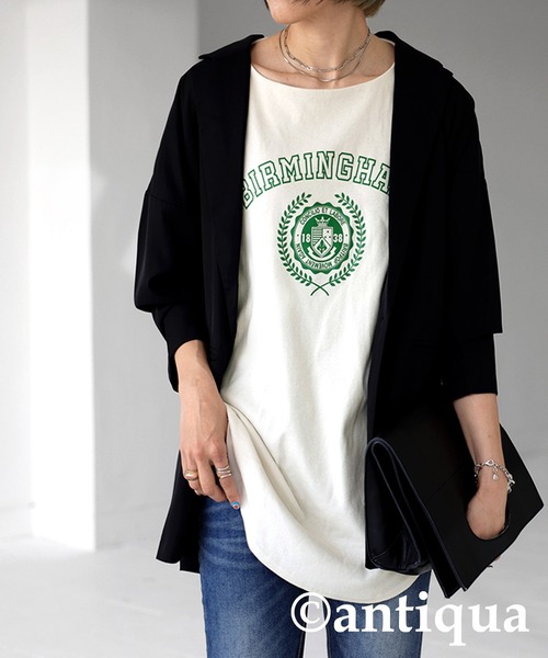 antiqua(アンティカ)の「即こなれる。カレッジプリントロゴT(Tシャツ/カットソー・レディース・ブラック/ベージュ/オフホワイト/カーキ/パープル系その他・FREE)」の8枚目の写真