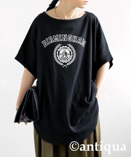 antiqua(アンティカ)の「即こなれる。カレッジプリントロゴT(Tシャツ/カットソー・レディース・ブラック/ベージュ/オフホワイト/カーキ/パープル系その他・FREE)」の10枚目の写真
