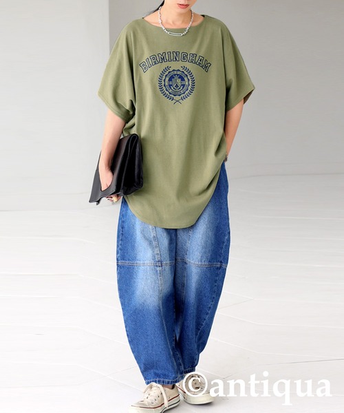 antiqua(アンティカ)の「即こなれる。カレッジプリントロゴT(Tシャツ/カットソー・レディース・ブラック/ベージュ/オフホワイト/カーキ/パープル系その他・FREE)」の20枚目の写真