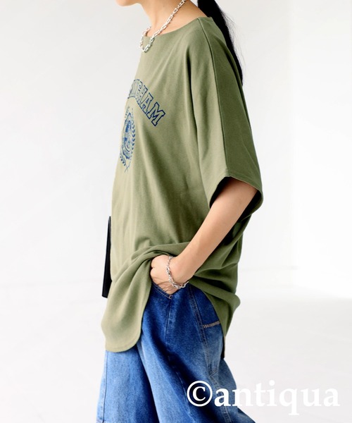 antiqua(アンティカ)の「即こなれる。カレッジプリントロゴT(Tシャツ/カットソー・レディース・ブラック/ベージュ/オフホワイト/カーキ/パープル系その他・FREE)」の21枚目の写真