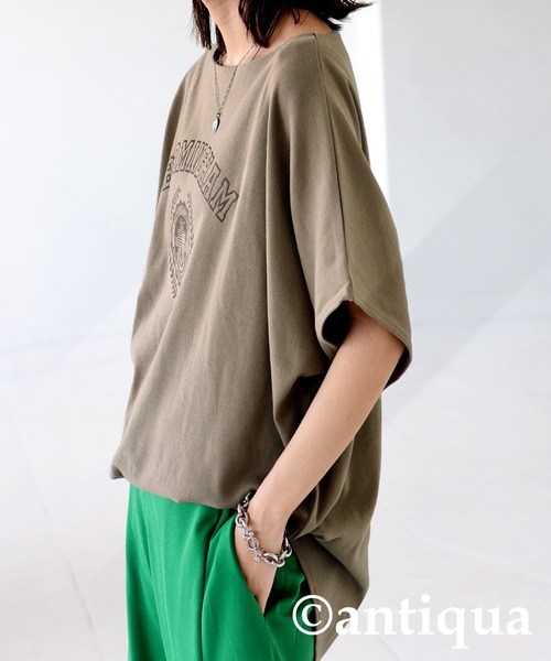 antiqua(アンティカ)の「即こなれる。カレッジプリントロゴT(Tシャツ/カットソー・レディース・ブラック/ベージュ/オフホワイト/カーキ/パープル系その他・FREE)」の14枚目の写真