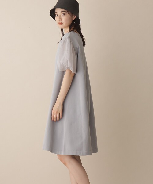 OPAQUE.CLIP（オペークドットクリップ）の「◆異素材ドッキングミディ丈ワンピース（ワンピース・レディース・ブラック/グレー/レンガ・38）」の3枚目の写真