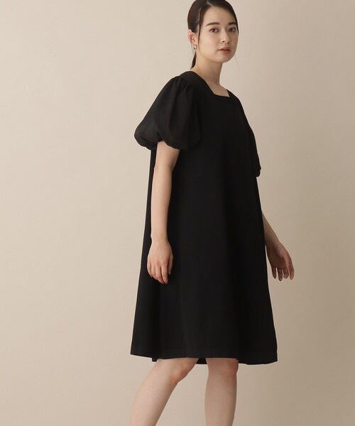 OPAQUE.CLIP（オペークドットクリップ）の「◆異素材ドッキングミディ丈ワンピース（ワンピース・レディース・ブラック/グレー/レンガ・38）」の2枚目の写真