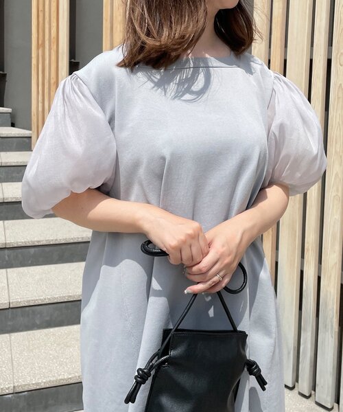 OPAQUE.CLIP（オペークドットクリップ）の「◆異素材ドッキングミディ丈ワンピース（ワンピース・レディース・ブラック/グレー/レンガ・38）」の14枚目の写真