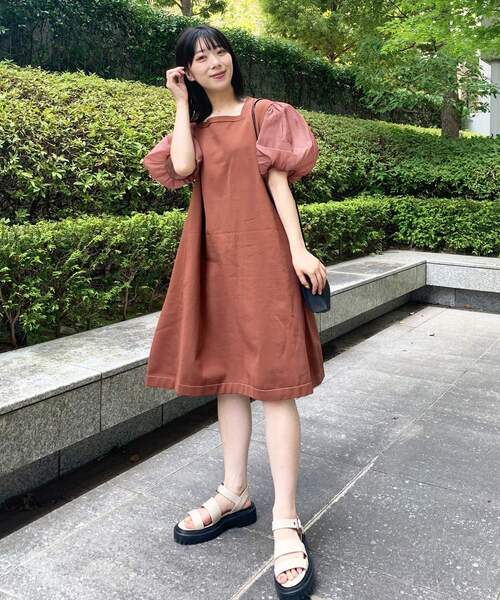 OPAQUE.CLIP（オペークドットクリップ）の「◆異素材ドッキングミディ丈ワンピース（ワンピース・レディース・ブラック/グレー/レンガ・38）」の10枚目の写真