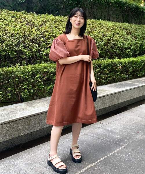 OPAQUE.CLIP（オペークドットクリップ）の「◆異素材ドッキングミディ丈ワンピース（ワンピース・レディース・ブラック/グレー/レンガ・38）」の19枚目の写真