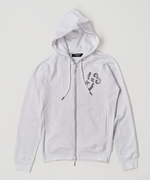 1piu1uguale3 RELAX（ウノピュウノウグァーレトレリラックス）の「【1PIU1UGUALE3 RELAX】1+1＝3 RHINESTONE HOODIE（パーカー・メンズ・ホワイト/ブラック/グレー・MEDIUM/LARGE/X-LARGE）」の10枚目の写真