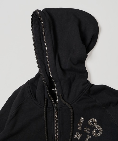 1piu1uguale3 RELAX（ウノピュウノウグァーレトレリラックス）の「【1PIU1UGUALE3 RELAX】1+1＝3 RHINESTONE HOODIE（パーカー・メンズ・ホワイト/ブラック/グレー・MEDIUM/LARGE/X-LARGE）」の6枚目の写真