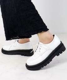 Liberty doll / 軽量 厚底 トラックソール レースアップ オックスフォードシューズ プレーントゥ モカシン ユニセックス(3040) (3041)
