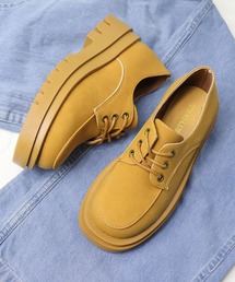 Liberty doll / 軽量 厚底 トラックソール レースアップ オックスフォードシューズ プレーントゥ モカシン ユニセックス(3040) (3041)