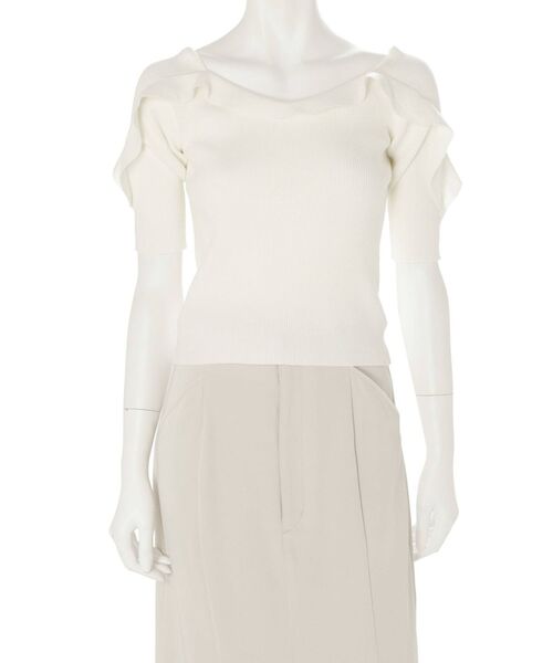 MERCURYDUO（マーキュリーデュオ）の「2WAYデザインラッフルニット（ニット/セーター・レディース・オフホワイト/ブラック/ベージュ/ダークブラウン・FREE）」の13枚目の写真