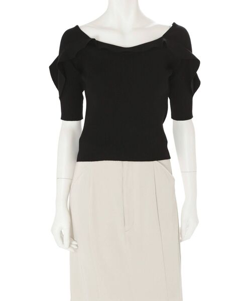 MERCURYDUO（マーキュリーデュオ）の「2WAYデザインラッフルニット（ニット/セーター・レディース・オフホワイト/ブラック/ベージュ/ダークブラウン・FREE）」の12枚目の写真