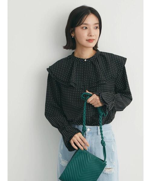 Green　Parks（グリーンパークス）の「ドット衿フリルブラウス（シャツ/ブラウス・レディース・ブラック/アイボリー・FREE）」の13枚目の写真