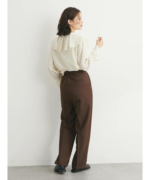 Green　Parks（グリーンパークス）の「ドット衿フリルブラウス（シャツ/ブラウス・レディース・ブラック/アイボリー・FREE）」の11枚目の写真