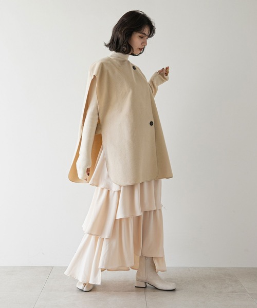 rectangle(レクタングル)の「ダブルフェイスアシメジレ(ベスト・レディース・ブラック/アイボリー・FREE)」の6枚目の写真