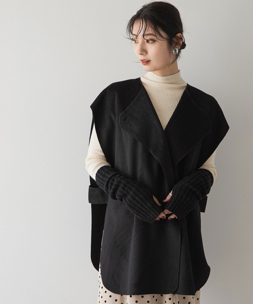 rectangle(レクタングル)の「ダブルフェイスアシメジレ(ベスト・レディース・ブラック/アイボリー・FREE)」の8枚目の写真