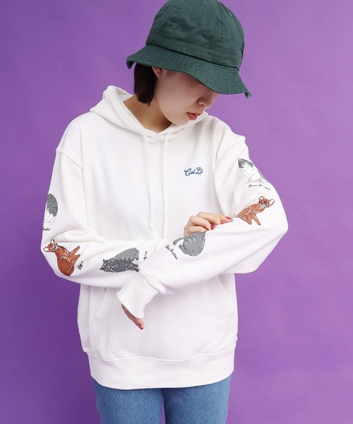 didizizi（ディディジジ）の「ネコ図鑑　フーディ（パーカー・レディース・ホワイト/ネイビー・FREE）」の9枚目の写真