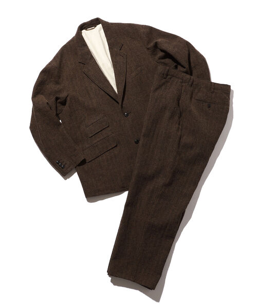 BEAMS（ビームス）の「BEAMS / ウールリネン ワイドテーパード スラックス（スラックス・メンズ・ブラウン・SMALL/MEDIUM/LARGE/X-LARGE）」の10枚目の写真